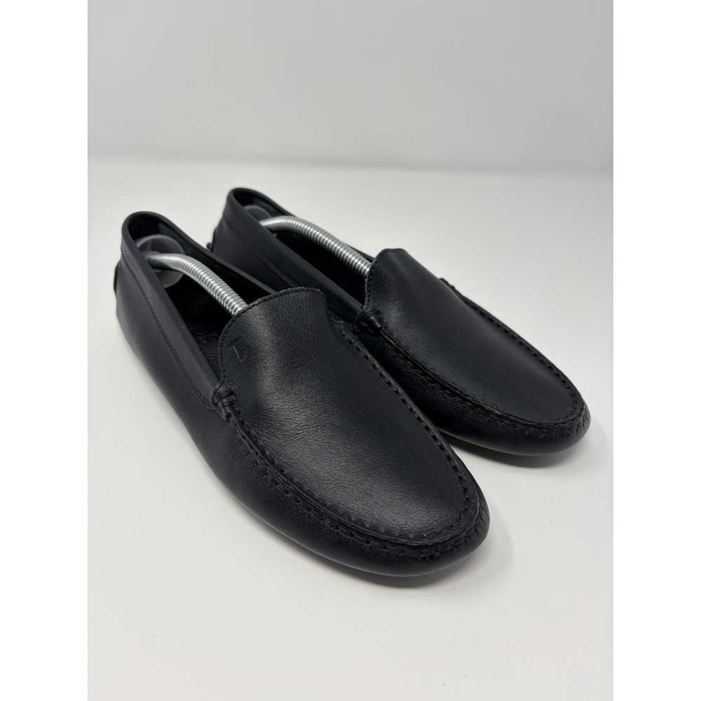 Tod's Driving Loafers Womens 37.5 Dark Blue Leather Slip On Shoes Minimalist
